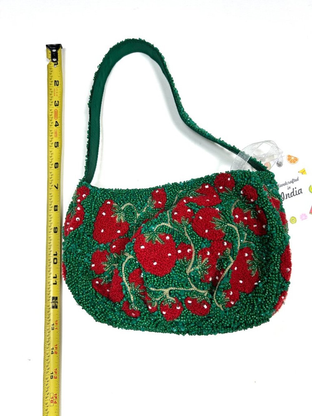 Viral TikTok Strawberry Beaded Mini Handbag Fruit Purse Handmade in India NWT - Picture 7 of 7
